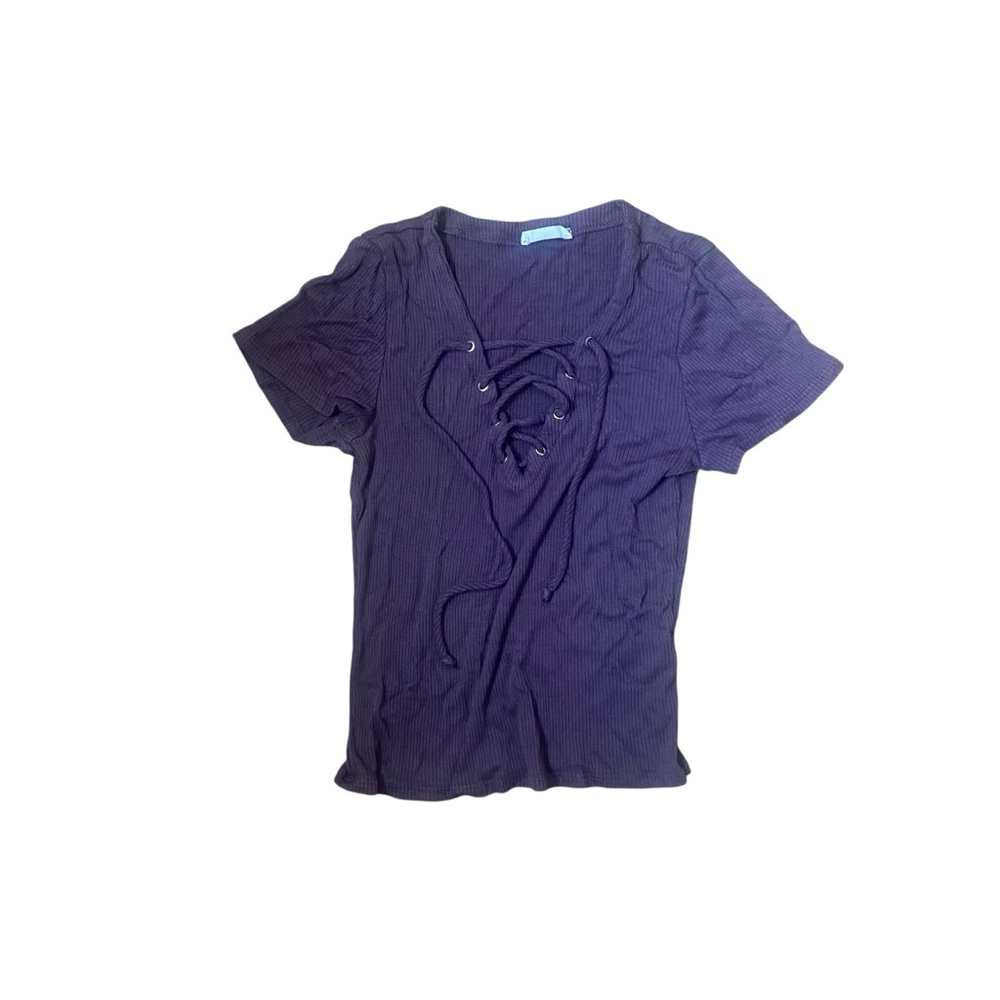 Full Tilt Plum Lace-Up Blouse